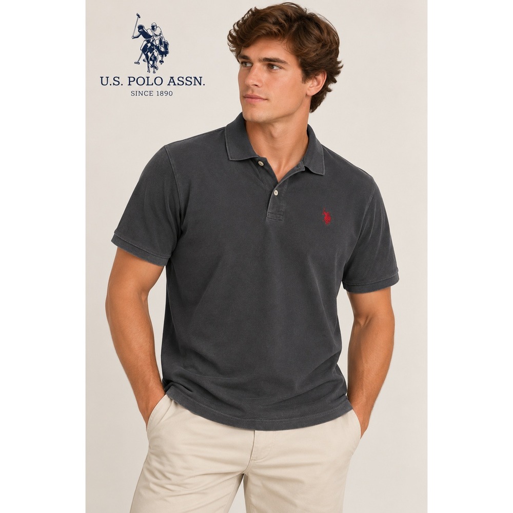 US Polo Assn Mens Polo Shirt XXL Black Red Small Logo Short Sleeve 11617088